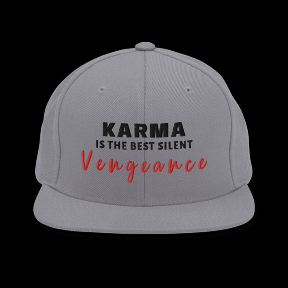 NWT - Multiple Hats - Karma Is The Best Silent Vengeance Embroidered Snapback - Picture 6 of 12
